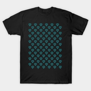 Love Heart in Turquoise Color Pattern T-Shirt